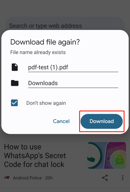 Повторная загрузка PDF-файла на Android