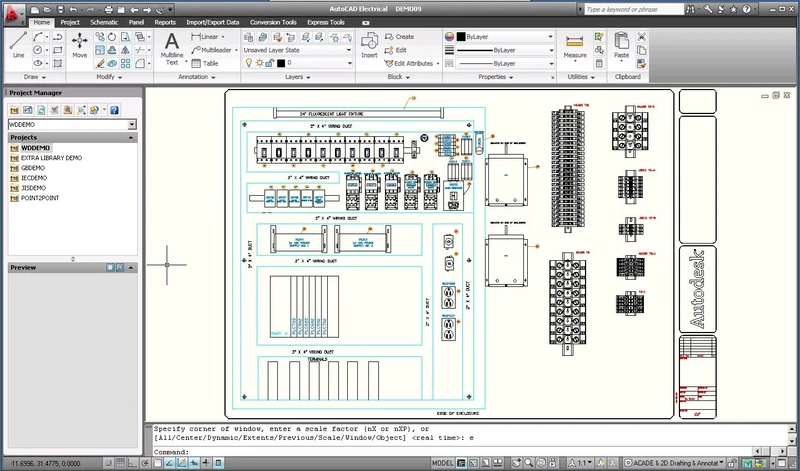 AutoCAD Electrical: проект и электрическая схема в рабочем окне