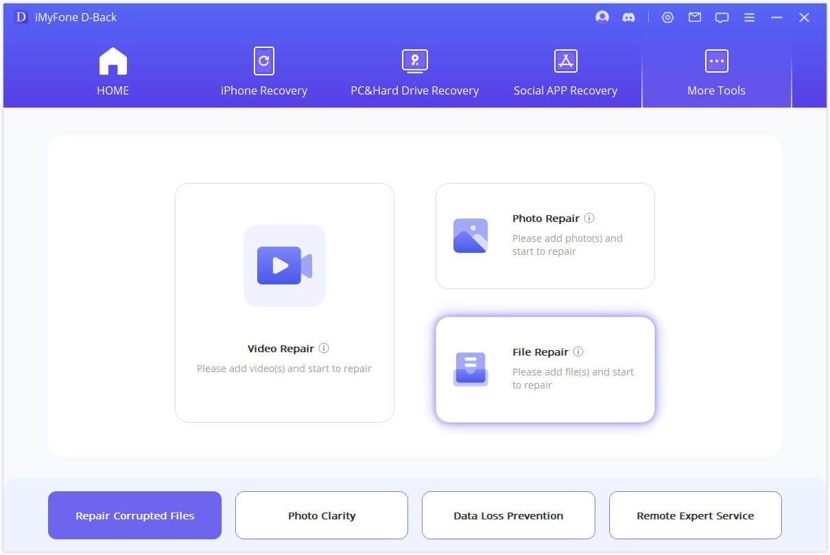 Модуль File Repair в iMyFone D-Back