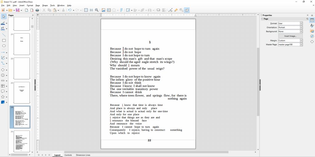 Интерфейс LibreOffice при работе с PDF