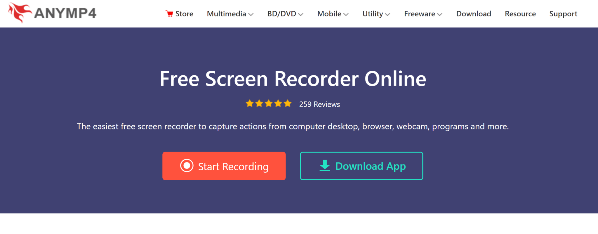 Интерфейс AnyMP4 Screen Recorder