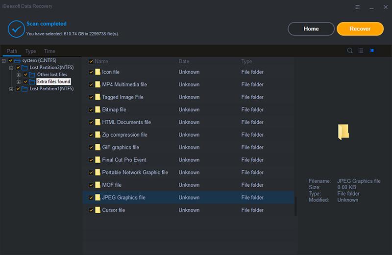 Глубокое сканирование iBeesoft Data Recovery
