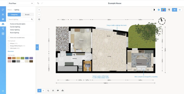 Трехмерный режим Floorplanner