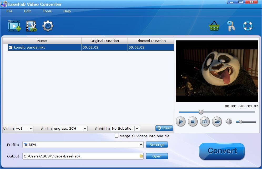 EaseFab Video Converter: импорт видео для извлечения аудио