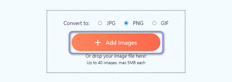 Кнопка Add Images в Aiseesoft Free Image Converter Online