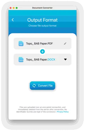 Выбор DOCX в приложении The Document Converter для Mac