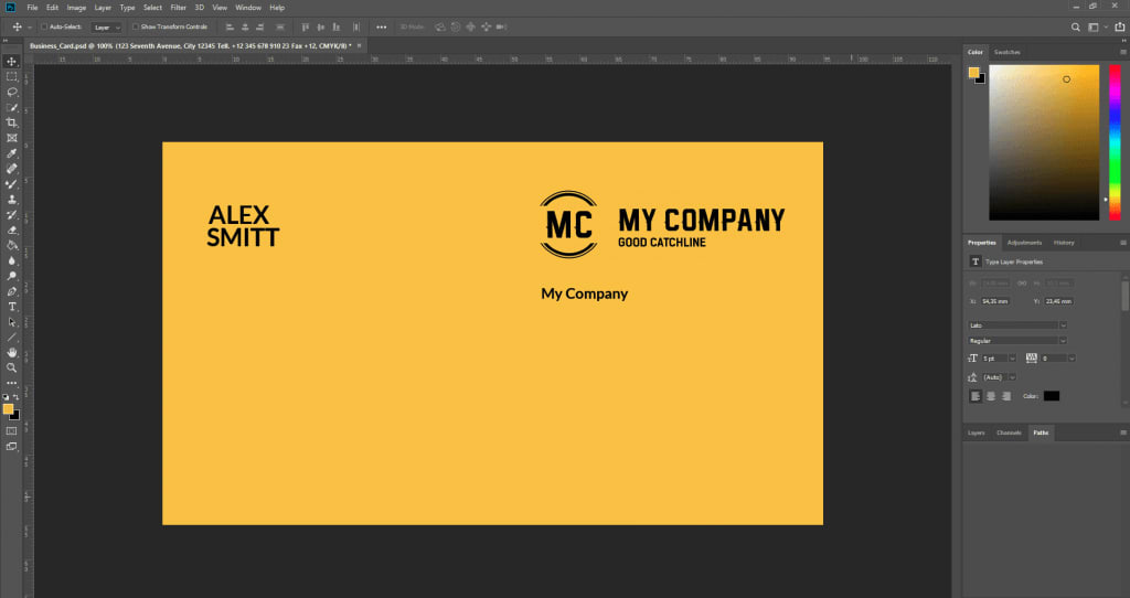 Редактирование визитной карточки в Adobe Photoshop