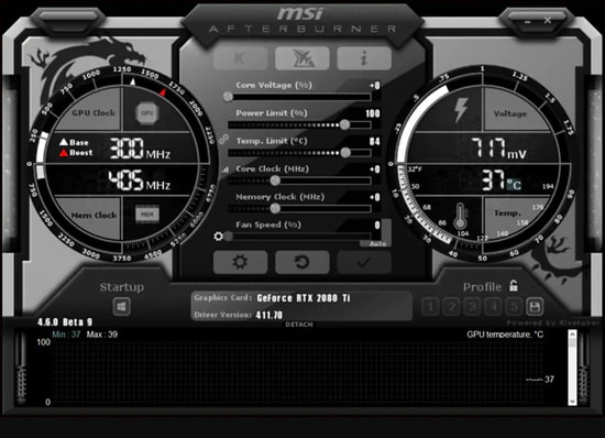 Панель мониторинга и профилей MSI Afterburner