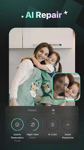 Раздел AI Repair в Winkit с Night View, AI Color и Super Resolution