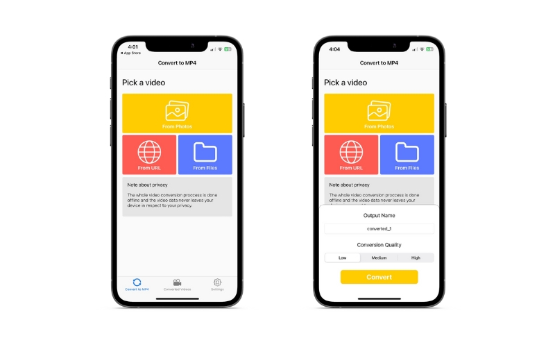 Интерфейс MP4 Maker — Convert to MP4 на iPhone