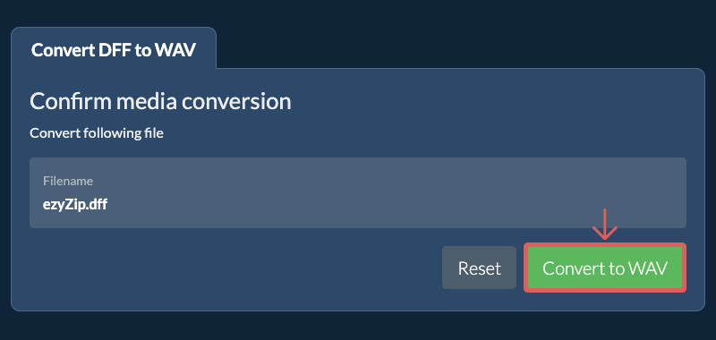 Кнопка Convert to WAV в ezyZip