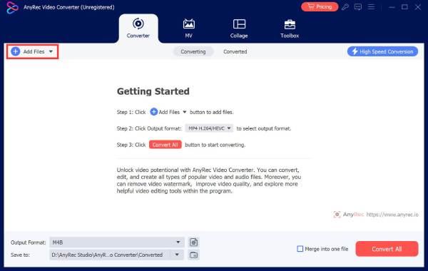Импорт MOV в AnyRec Video Converter