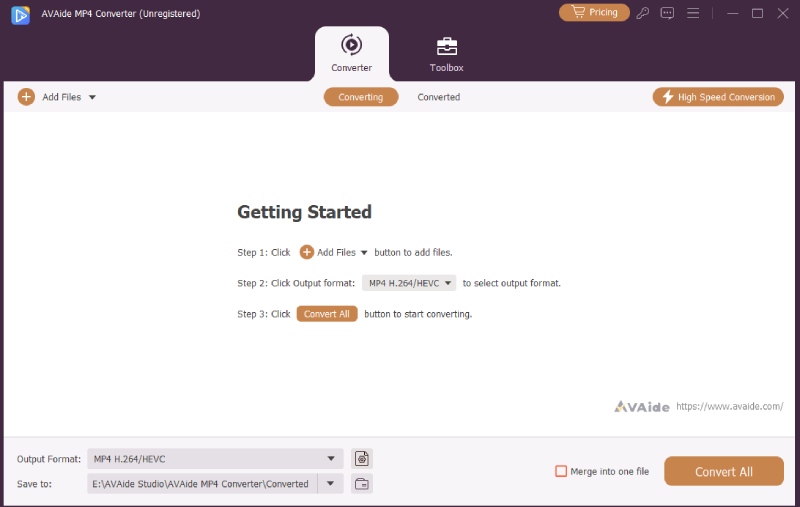 Добавление файла в AVAide Video Converter