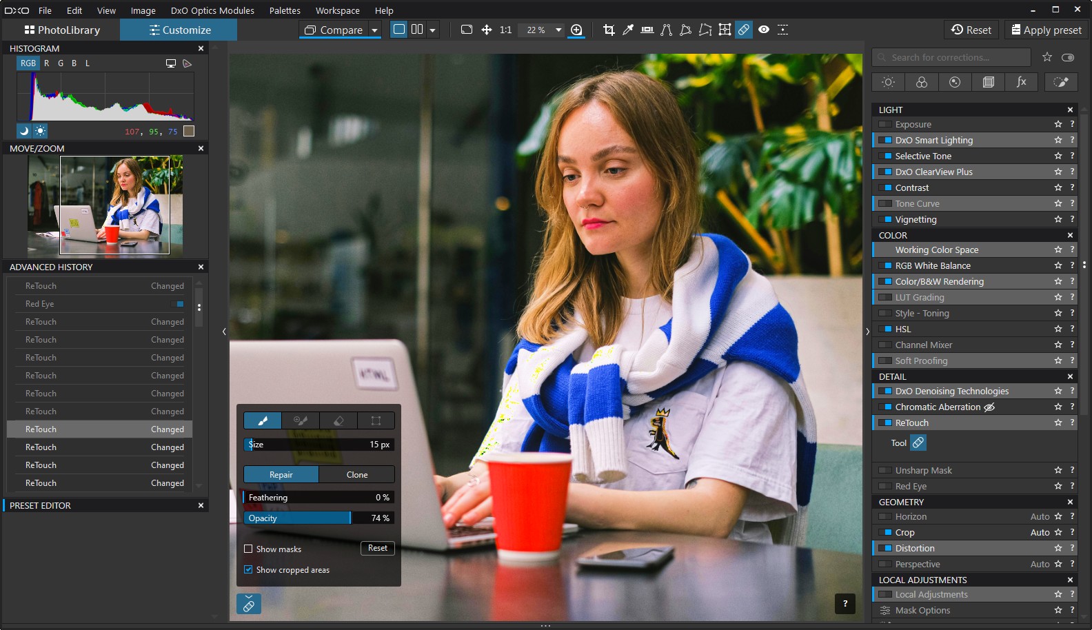 Интерфейс DxO PhotoLab