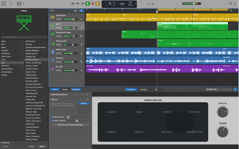 Интерфейс GarageBand