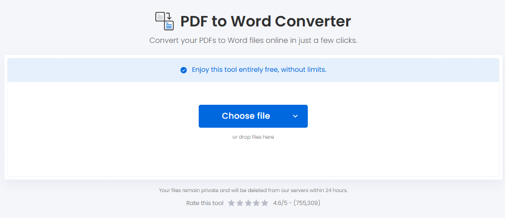 Интерфейс Soda PDF для PDF to Word