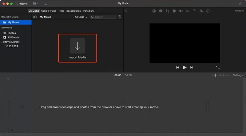 Импорт MOV в iMovie