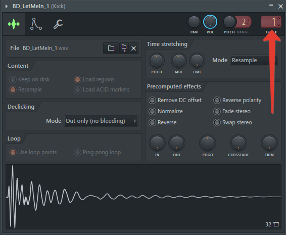 Назначение источника на канал Mixer во FL Studio