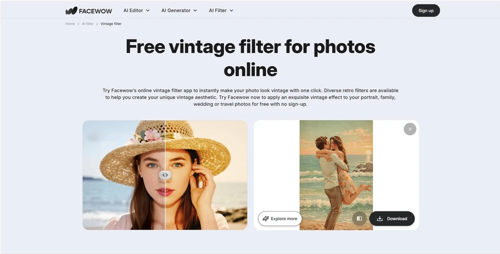 Интерфейс Facewow для AI-стилизации изображения