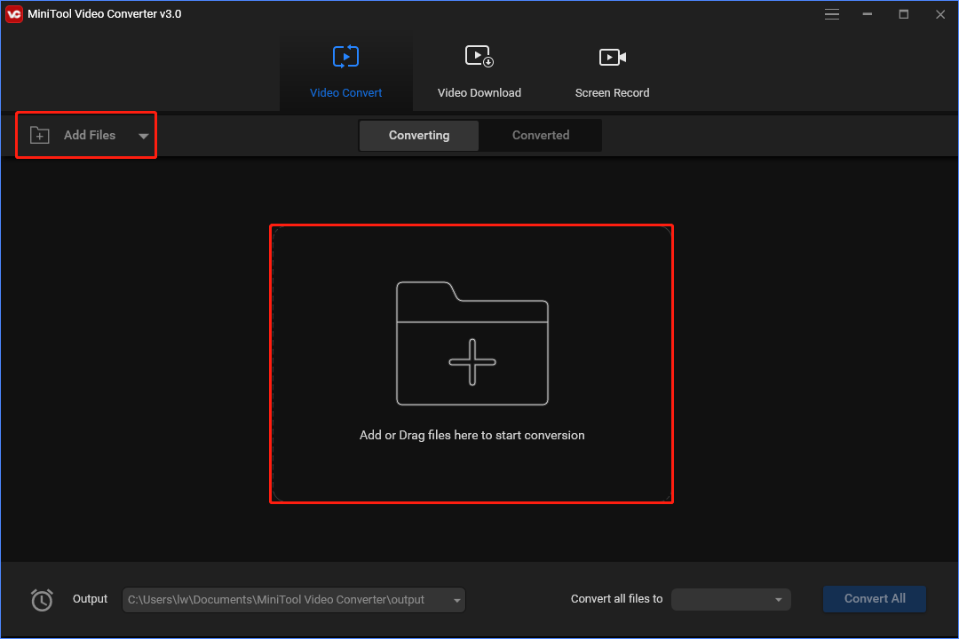 Добавление файла в MiniTool Video Converter
