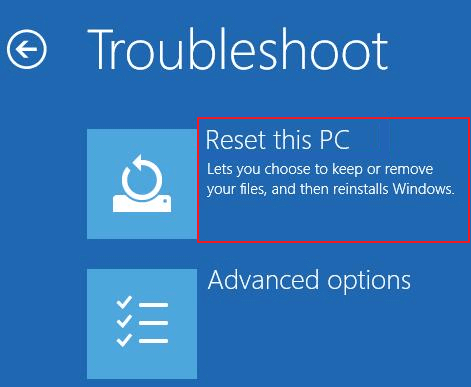 Reset this PC в разделе Troubleshoot среды Windows Recovery Environment