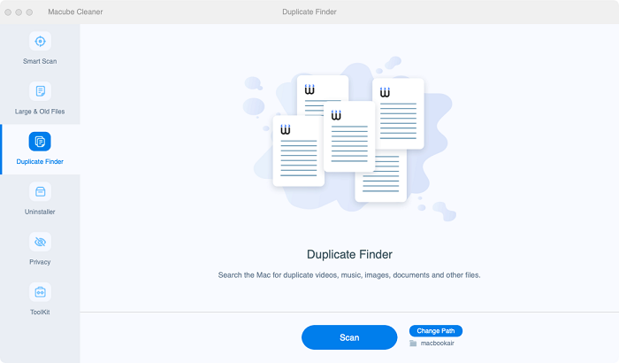 Duplicate Finder с выбором пути и кнопкой Scan