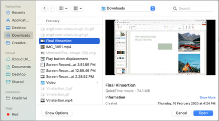Выбор локального видеофайла при вставке в PowerPoint для веба