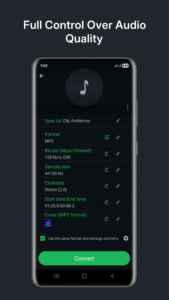 Audio Converter для Android: настройки MP3, битрейта, частоты и режима CBR/VBR