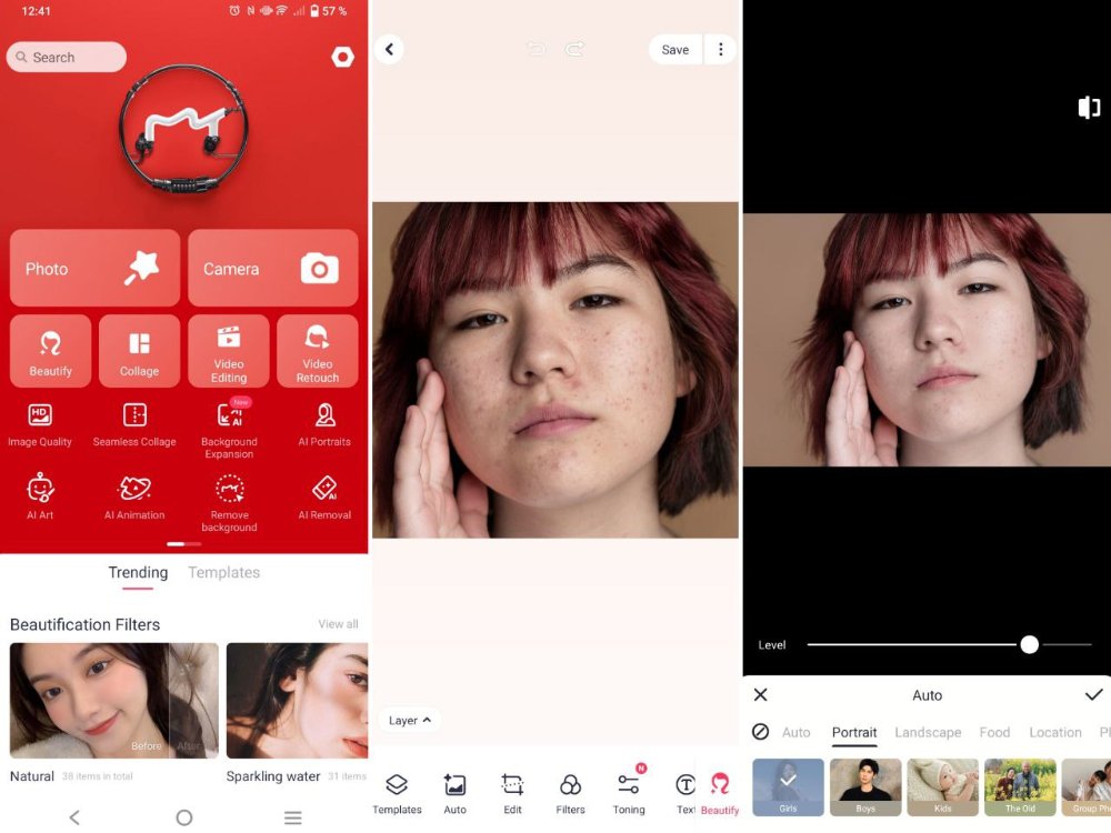 Выбор фотографии в мобильном приложении Meitu