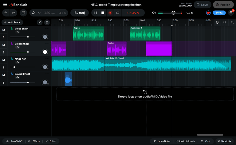 Многодорожечный проект в BandLab Studio