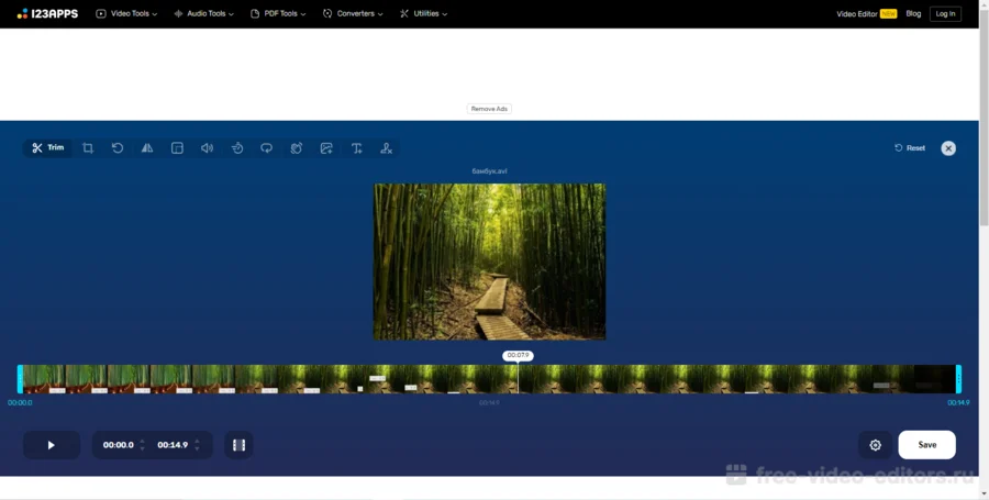 Интерфейс Online Video Cutter