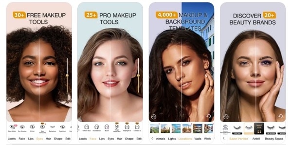 Интерфейс Perfect365 с виртуальным макияжем