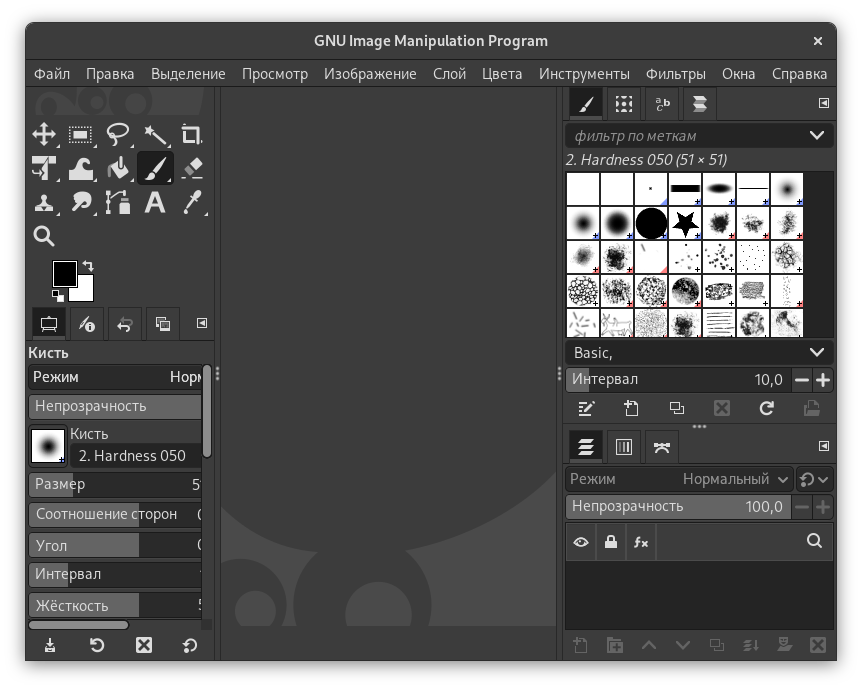 Интерфейс GIMP 3.0.2 с панелями инструментов