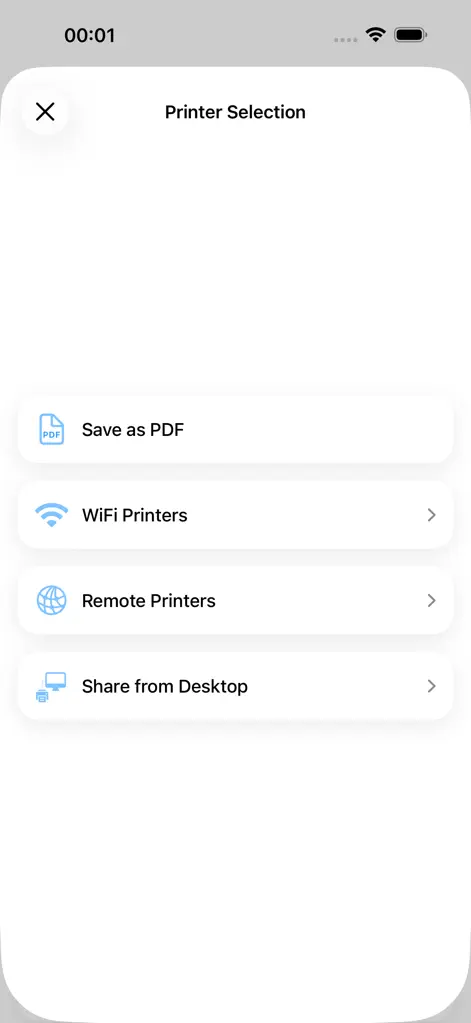 PrinterShare на iPhone: выбор Save as PDF