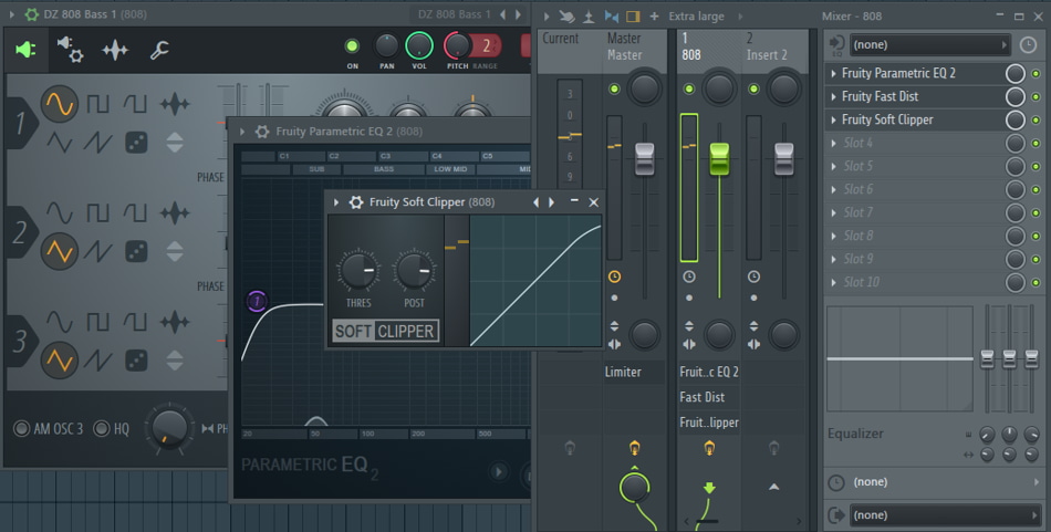 Интерфейс Fruity Soft Clipper в микшере FL Studio