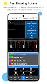 CAD Reader с открытым техническим чертежом на телефоне