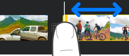 Жёлтые ручки обрезки клипа в iMovie на iPhone