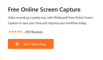Интерфейс 4Videosoft Free Online Screen Recorder: шаг 1