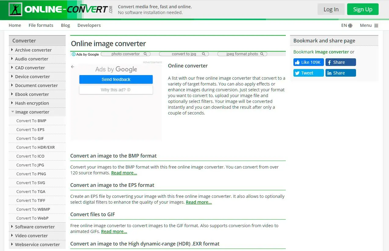 Дополнительные настройки Online-Convert