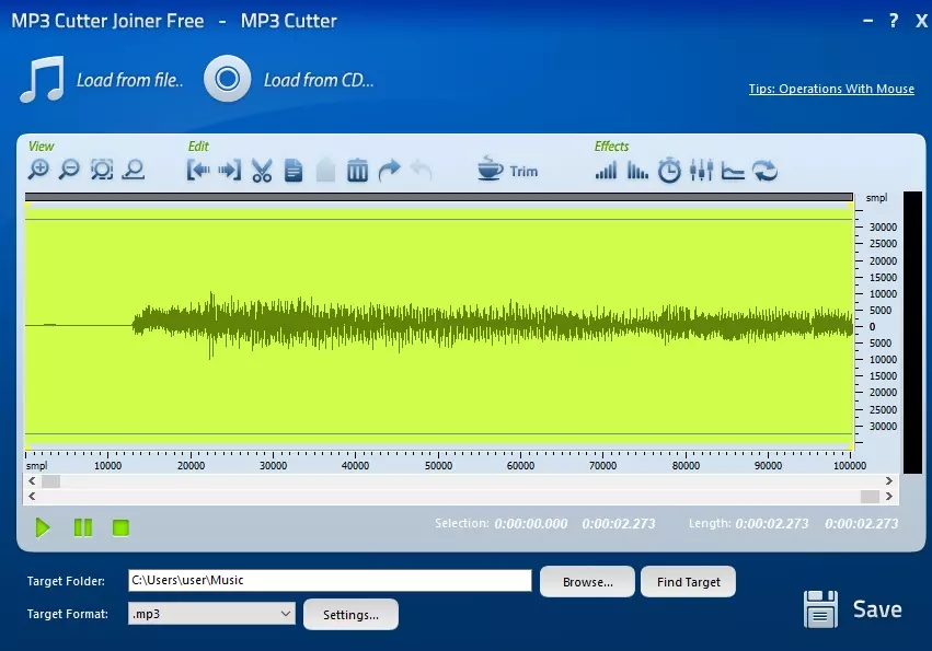Интерфейс MP3 Cutter Joiner