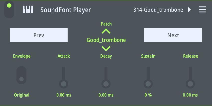 SoundFont Player в FL Studio Mobile с Patch Prev Next Original и ADSR