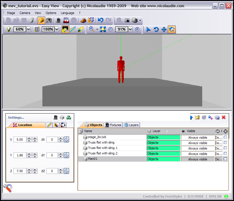 Magic 3D Easy View с подиумом, фермами и фигурой человека в списке Objects