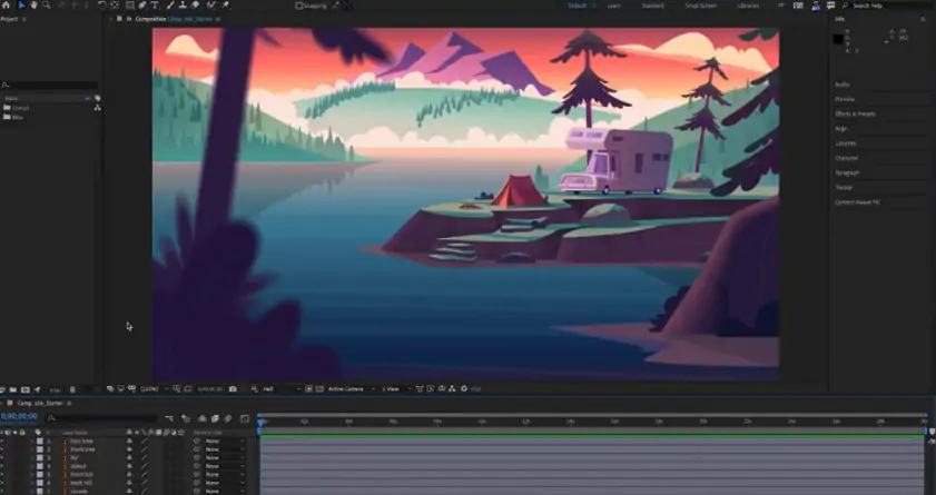Интерфейс Adobe After Effects в разделе работы с хромакеем