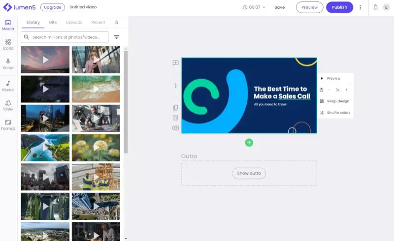 Интерфейс Lumen5