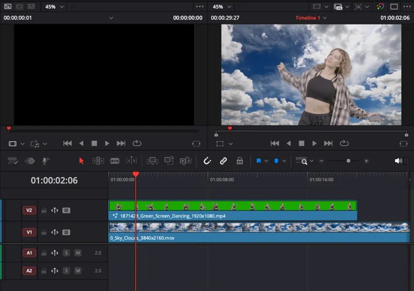 Настройка хромакея в DaVinci Resolve
