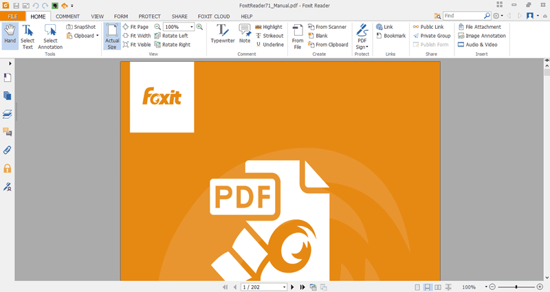 Интерфейс Foxit PDF Reader с открытым PDF-документом
