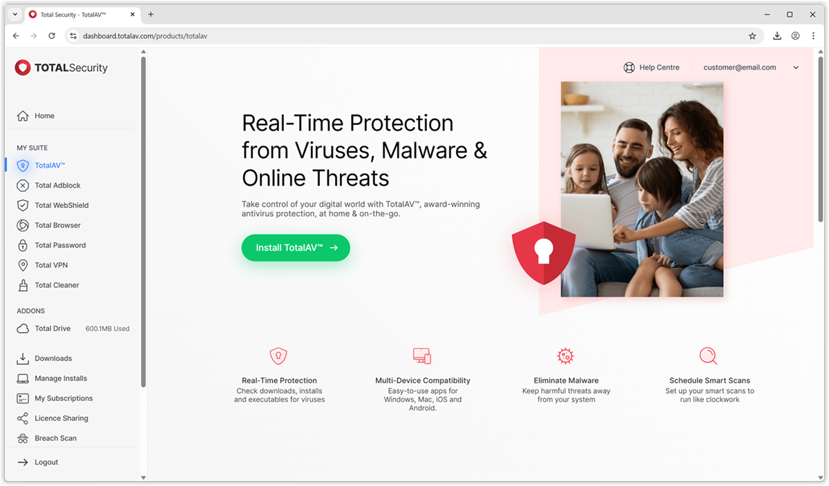 TotalAV: интерфейс программы