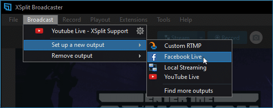 Главное окно XSplit Broadcaster с верхней панелью Stream и Record