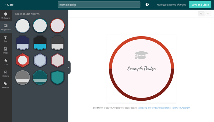 Интерфейс Open Badge Designer для создания цифрового значка