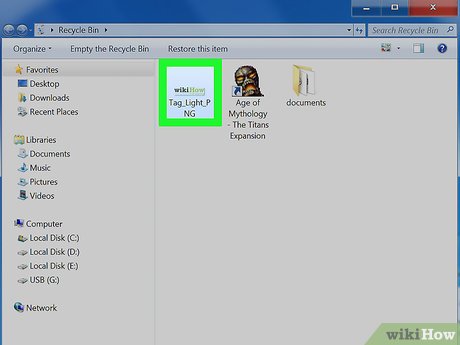 Контекстное меню удалённого файла в Корзине Windows 7